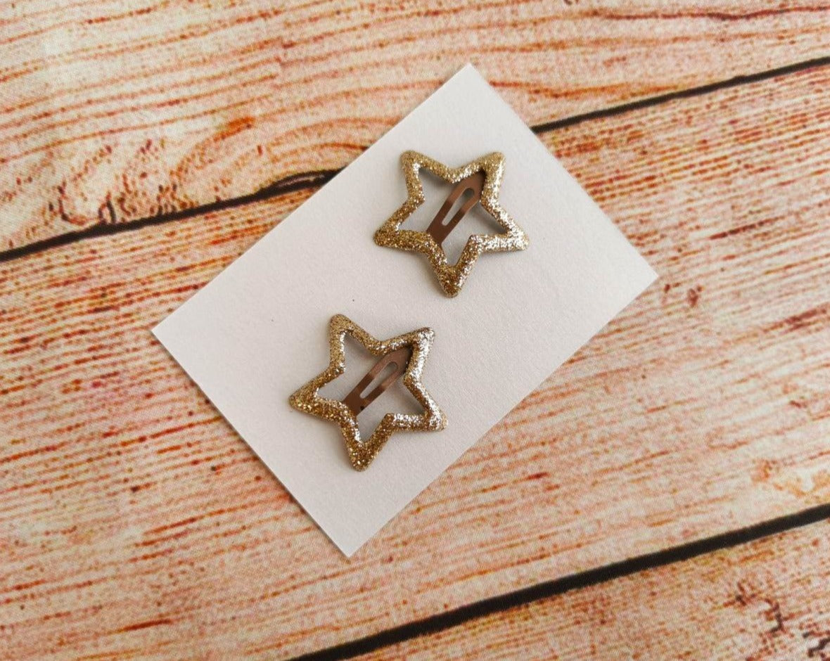 Gold star hair clip set of 2, Sparkling Glitter hair clips for toddler and adult